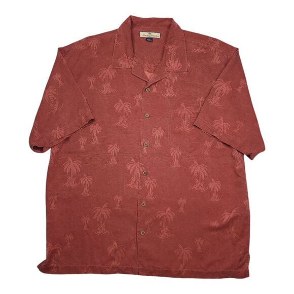 Tommy Bahama Mens XL Silk Palm Tree Print Button-Down Shirt Short Sleeve Relaxed - Picture 5 of 7